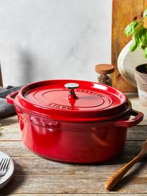 Ovale braadpan La Cocotte uit gietijzer, Geëmailleerd gietijzer, Rood, zilverkleurig, B 38 cm x H 17 cm, 5,5 L