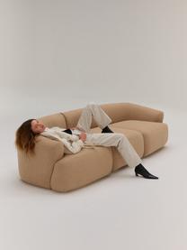 Sofa modułowa bouclé Sofia (3-osobowa), Tapicerka: bouclé (100% poliester) D, Stelaż: drewno świerkowe z certyf, Nogi: tworzywo sztuczne, Beżowy bouclé, S 273 x G 103 cm