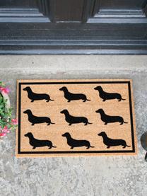 Deurmat Teckel, Bovenzijde: kokosvezels, Onderzijde: PVC, Bruin, zwart, B 40 x L 60 cm