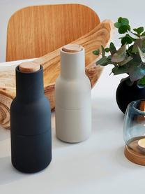 Designer Salz- & Pfeffermühle Bottle Grinder mit Buchenholzdeckel, 2er-Set, Korpus: Kunststoff, Mahlwerk: Keramik, Deckel: Holz, Anthrazit, Weiß, Buchenholz, Ø 8 x H 21 cm