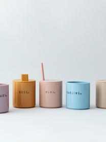 Kinderbeker Mini Favourite met verschillend opschrift aan de voor- en achterzijde, Tritan (kunststof), BPA-, BPS- en EA-vrij, Blauw (Darling), Ø 7 x H 7 cm, 150 ml