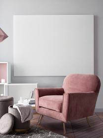 Sillón de terciopelo Lydia, Tapizado: 100% terciopelo de poliés, Estructura: madera de eucalipto, Patas: metal recubierto, Terciopelo rosa, patas rosa dorado, An 80 x F 75 cm