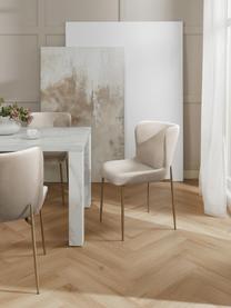 Fluwelen stoel Tess, Bekleding: fluweel (polyester) Met 3, Poten: gepoedercoat metaal, Fluweel lichtbeige, goudkleurig, B 49 x D 64 cm