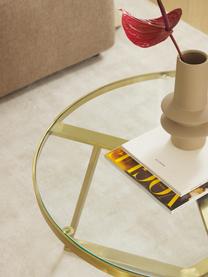 Runder Couchtisch Fortunata, Tischplatte: Glas, gehärtet, Gestell: Metall, gebürstet, Transparent, Goldfarben, Ø 70 x H 40 cm
