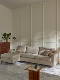 Schlafsofa Cucita (3-Sitzer) mit Matratze, Bezug: Webstoff (100% Polyester), Gestell: Massives Kiefernholz, FSC, Webstoff Hellbeige, B 274 x T 164 cm, Eckteil links