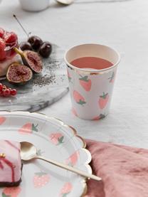 Tazza senza manico di carta Strawberry, 8 pz., Carta, sventati, Bianco, rosa, verde, Ø 8 x Alt. 8 cm