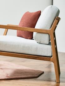 Fotel z drewna dębowego Becky, Tapicerka: poliester Dzięki tkaninie, Beżowa tkanina, drewno dębowe, S 73 x G 90 cm