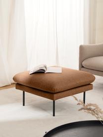 Sofa-Hocker Moby, Bezug: Polyester Der hochwertige, Gestell: Massives Kiefernholz, FSC, Füße: Metall, pulverbeschichtet, Webstoff Nougat, B 78 x T 78 cm