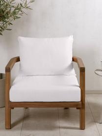 Sedia da giardino in legno di acacia Erica, Struttura: legno di acacia oliato, Superficie: tessuto (100% poliestere), Tessuto bianco, legno di acacia, Larg. 71 x Alt. 55 cm