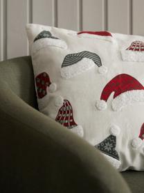 Kissenhülle Derryl mit getuftetem weihnachtlichem Motiv, 100 % Baumwolle, Off White, Rot, Grün, B 45 x L 45 cm