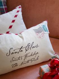 Housse de coussin rectangulaire brodée 3D motif hiver Tinsel, 100 % coton, Blanc, rouge, larg. 30 x long. 50 cm
