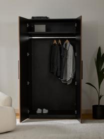 Modularer Drehtürenschrank Simone, 100 cm Breite, mehrere Varianten, Korpus: Spanplatte, FSC-zertifizi, Walnussholz-Optik, Schwarz, Basic Interior, B 100 x H 200 cm