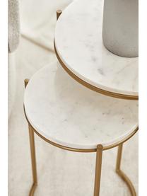 Marmor-Beistelltisch-Set Ella, 2-tlg., Weiss, marmoriert, Goldfarben, Set mit verschiedenen Grössen