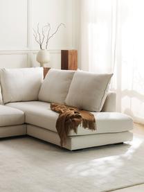 Divano angolare Tribeca, Rivestimento: 100% poliestere Il rivest, Struttura: legno di pino massiccio, Piedini: legno massiccio di faggio, Tessuto crema, Larg. 274 x Prof. 192 cm, chaise-longue a destra