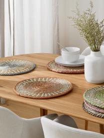 Runde Tischsets Mexico aus Naturfasern, 6er Set, Stroh, Grüntöne, Bunt, Ø 38 cm