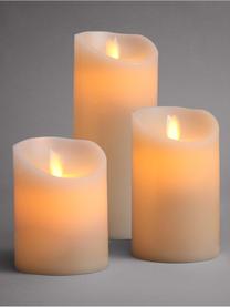 LED-Kerzen Glowing Flame, 3-tlg., Paraffin, Kunststoff, Cremefarben, Set mit verschiedenen Größen