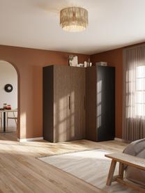 Armario esquinero modular Simone, 3 puertas (165 cm), diferentes variantes, Estructura: aglomerado con certificad, Aspecto madera de nogal, negro, Interior Basic (An 165 x Al 200 cm) esquinero