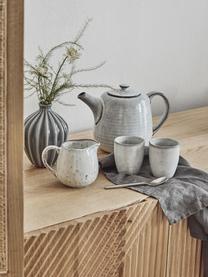 Ručně vyrobená čajová konvice Nordic Sand, 1.3 l, Kamenina, Světle šedá, tečky, 1.3 l