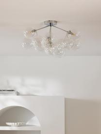 Lampada da soffito con sfere in vetro Bubbles, Paralume: vetro, Baldacchino: metallo verniciato a polv, Struttura: metallo verniciato a polv, Cromato, Ø 60 x Alt. 36 cm