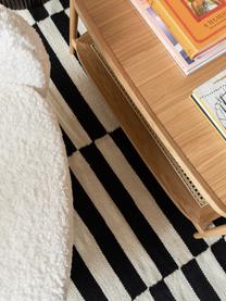 Alfombra corredor kelim artesanal Donna, Parte superior: 80% lana, 20% nylon, Reverso: 100% algodón Las alfombra, Negro, blanco crema, An 80 x L 250 cm