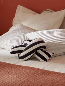 Cojín nudo de terciopelo a rayas Knot, con relleno, Funda: terciopelo (100% poliéste, Negro, Off White, An 145 x L 33 cm
