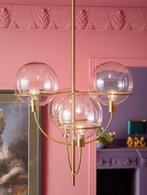 Grote hanglamp Lantern, Baldakijn: gecoat metaal, Transparant, goudkleurig, Ø 68 x H 120 cm