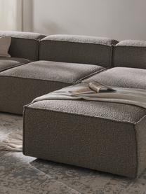 Canapé modulable 4 places en tissu bouclé avec pouf Lennon, Bouclé grège, larg. 327 x prof. 207 cm