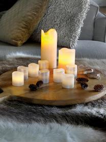 Bougies piliers LED en cire Bona, haut. 17 cm, 2 pièces, Cire, Blanc crème, Ø 7 x haut. 17 cm