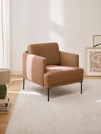 Sillón Fluente, Tapizado: 100% poliéster Alta resis, Estructura: madera de pino maciza, Patas: metal con pintura en polv, Tejido marrón claro, An 74 x F 85 cm