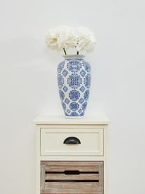 Duży wazon z ceramiki Sara, Ceramika, Niebieski, biały, Ø 18 x W 36 cm