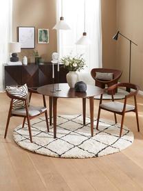 Runder flauschiger Hochflor-Teppich Naima, handgetuftet, Flor: 100 % Polyester, Beige, Schwarz, Ø 120 cm (Größe S)