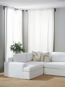 Divano componibile con rivestimento sfoderabile Russell, Rivestimento: 100% cotone Con 50.000 ci, Struttura: legno di pino massiccio c, Gambe: plastica, Tessuto bianco latte, Larg. 412 x Prof. 206 cm