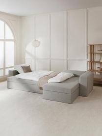 Großes Schlafsofa Noah (4-Sitzer) mit Stauraum, Bezug: Polyester Der strapazierf, Gestell: Massives Buchennholz, FSC, Füße: Kunststoff, Webstoff Grau, B 343 x T 180 cm, Eckteil links