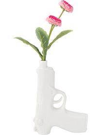 Kleine Design-Vase Gun aus Porzellan, Porzellan, glasiert, Weiß, B 12 x H 17 cm
