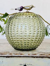 Vase artisanal avec structure cloutée Hobnail Globe, Verre, Vert olive, Ø 25 x haut. 22 cm