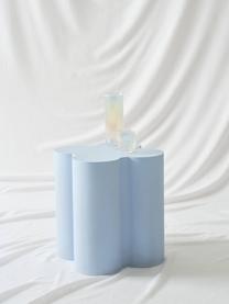 Tavolino dalla forma organica Gilles, Ferro verniciato a polvere, Azzurro, Ø 43 x Alt. 51 cm