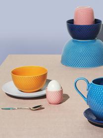 Bols à snacks en porcelaine avec motif texturé Rhombe, 4 pièces, Porcelaine, Jaune soleil, Ø 11 x haut. 7 cm