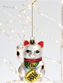 Décoration de sapin de Noël Fortune Cat, Verre, Couleur argentée, larg. 7 x haut. 11 cm