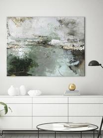 Handbemalter Leinwanddruck Hillside, Bild: Digitaldruck mit Ölfarben, Bunt, B 120 x H 90 cm