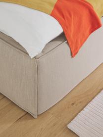 Einzelbett Dream mit Stauraum, Bezug: Polyester (Strukturstoff), Korpus: Massives Kiefernholz, FSC, Webstoff Beige, B 90 x L 200 cm