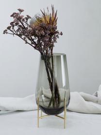 Mundgeblasene Bodenvase Échasse, Gestell: Messing, Vase: Glas, mundgeblasen, Grau, Goldfarben, Ø 15 x H 28 cm
