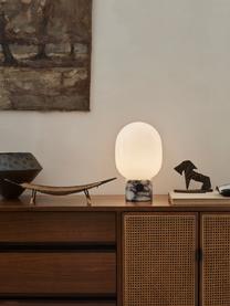 Dimmbare Tischlampe JWDA mit USB-Anschluss, Lampenschirm: Glas, Lampenfuß: Marmor, Grau, marmoriert, Ø 19 x H 32 cm