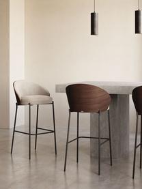 Tabouret de bar en velours Eamy, Chenille beige, noir, larg. 54 x prof. 51 cm