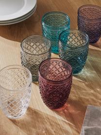 Vasos Castle, 6 uds., Vidrio, Tonos turquesas y lilas, Ø 8 x Al 10 cm