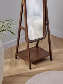 Stojací zrcadlo s dřevěným rámem a poličkou Matteo, Hnědá, Š 43 cm, V 170 cm