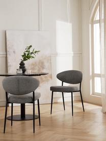 Gestoffeerde stoelen Adele, 2 stuks, Bekleding: 95% polyester, 5% nylon M, Frame: gepoedercoat metaal, Geweven stof grijs, B 54 x D 57 cm