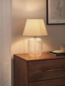 Lampa stołowa ze szklaną podstawą Cornelia, Beżowy, biały, Ø 28 x W 38 cm