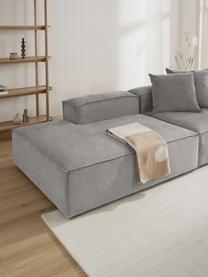 Diván modular de pana Lennon, Tapizado: pana (92% poliéster, 8% p, Estructura: madera de pino maciza, ma, Patas: plástico, Pana gris, An 269 x F 119 cm, respaldo derecho
