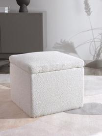 Bouclé-Hocker Winou mit Stauraum, Bezug: 100% Polyester Der hochwe, Korpus: Sperrholz, Metall, Bouclé Off White, B 50 x H 48 cm