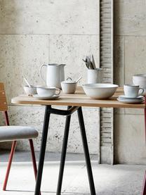 Handgemachte Tasse mit Untertasse Nordic Sand, Steingut, Hellgrau, Ø 11 x H 5 cm, 250 ml
